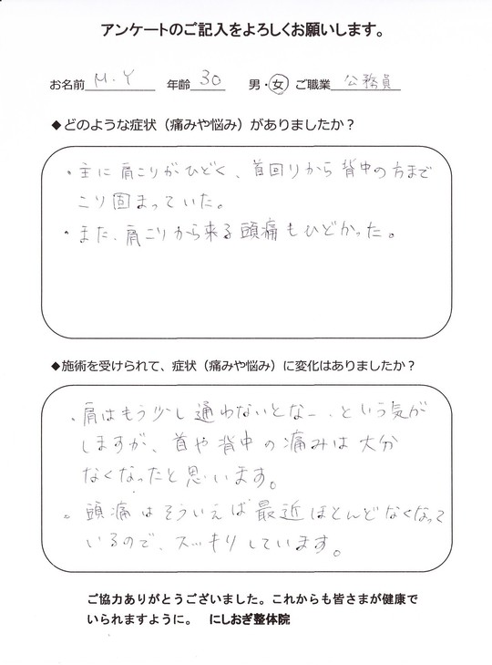 頭痛改善のアンケート