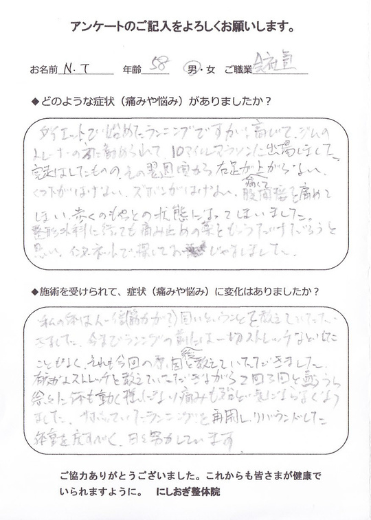 股関節症のアンケート