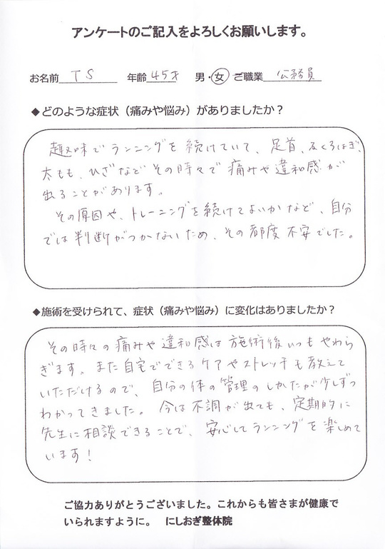 ランナー膝のアンケート